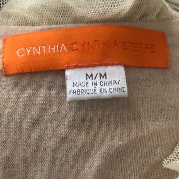 Cynthia Cynthia Steffe Lined‎ Crochet Beige Button Front Sweater Cardigan Medium - Picture 4 of 5